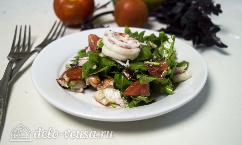 Рецепт салат из рукколы с креветками