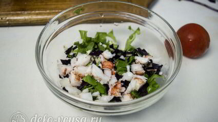 салат из рукколы с креветками