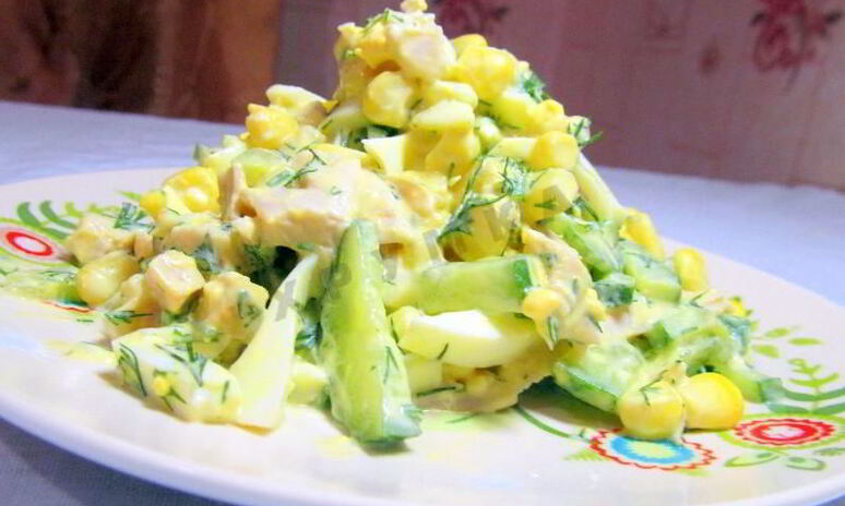 Рецепт салат копченая грудка кукуруза