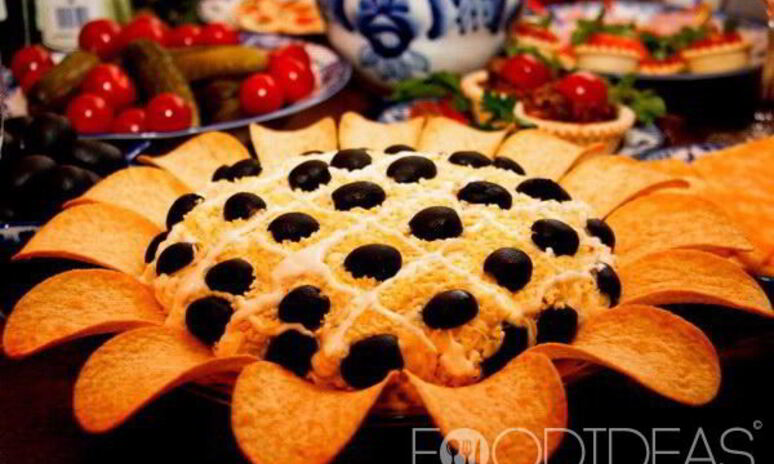 Рецепт салат подсолнух с печенью трески