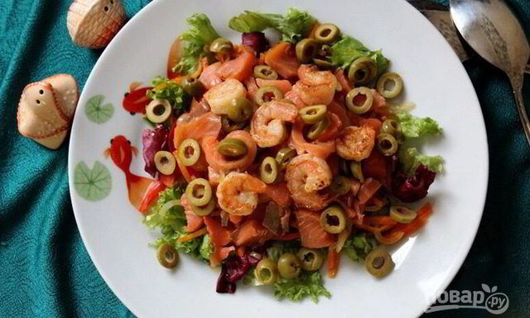 Рецепт салат с креветками и овощами