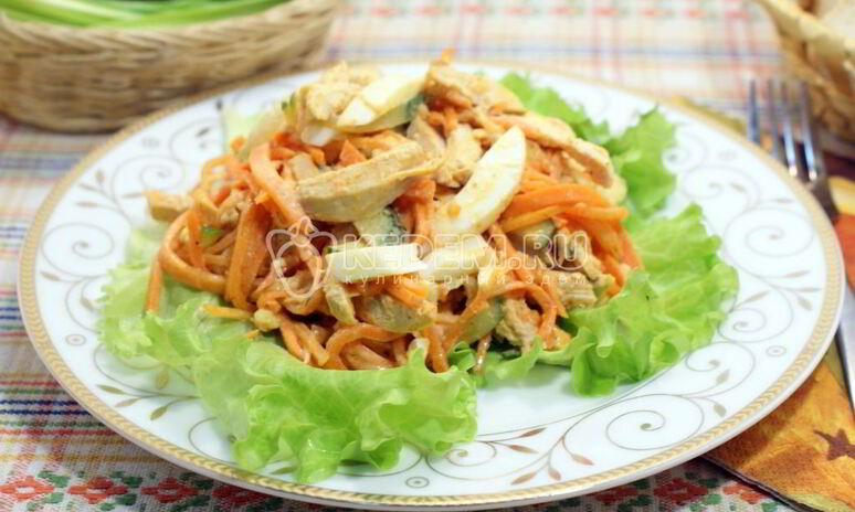 Рецепт салат с куриным филе и морковью по-корейски