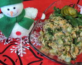 Салат с куриными сердечками