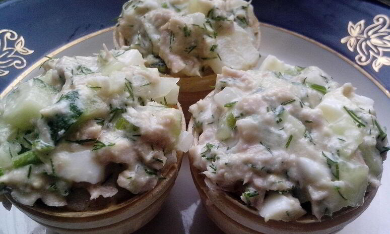 Рецепт салат с тунцом в тарталетках