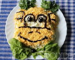 Салат в виде обезьяны Символ Нового года