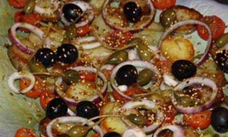 Рецепт теплый салат с подсушенными помидорами