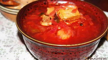 борщ на свиной лопатке с квашеной капустой