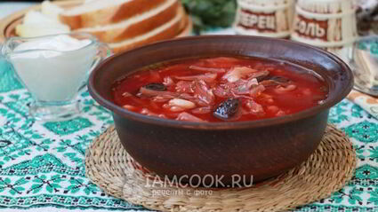 борщ с фасолью и черносливом