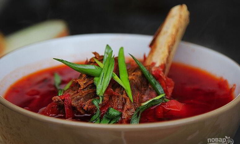 Рецепт борщ с говяжьей грудинкой на кости