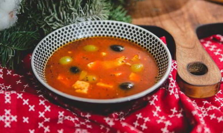 Рецепт борщ царский с маслинами и осетриной