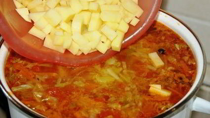 летний борщ без свеклы с помидорами