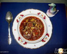 Постный грибной борщ с черносливом