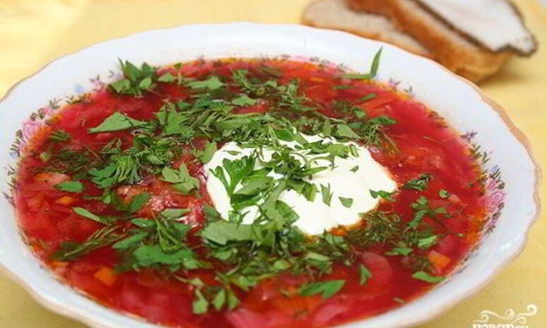 Рецепт украинский борщ с салом и чесноком