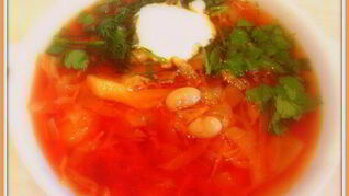 Вегетарианский борщ с фасолью