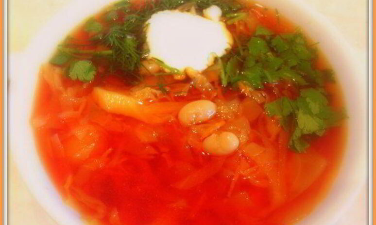 Рецепт вегетарианский борщ с фасолью