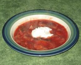 Вегетарианский грибной борщ с фасолью