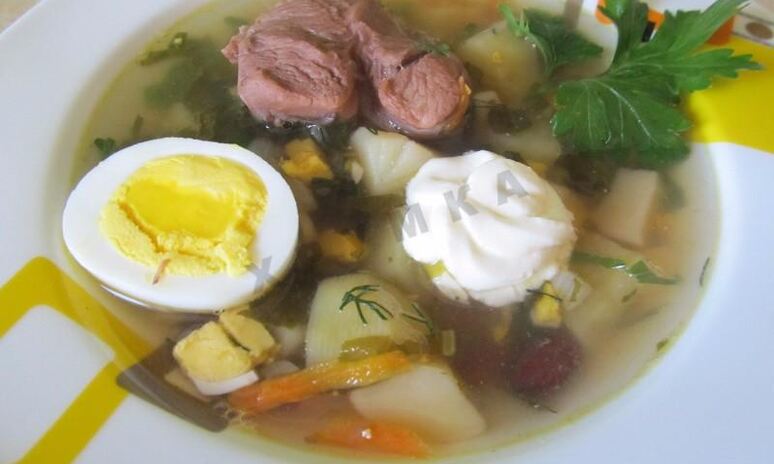 Рецепт зеленый борщ с крапивой, щавелем и яйцом