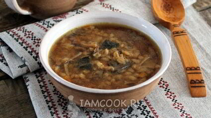 грибной суп из сушеных грибов с перловкой