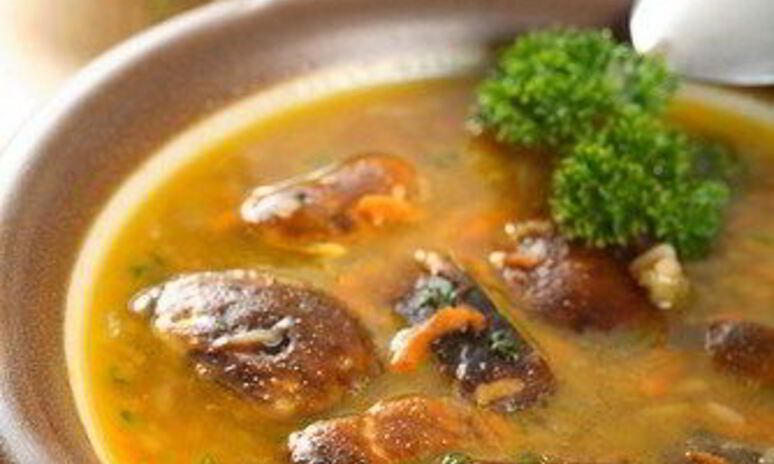 Рецепт грибной суп с панчеттой и перловой крупой