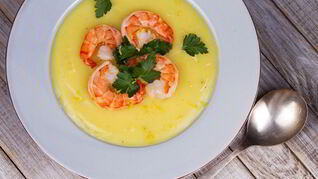 Крем-суп из маленьких креветок