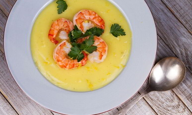 Рецепт крем-суп из маленьких креветок