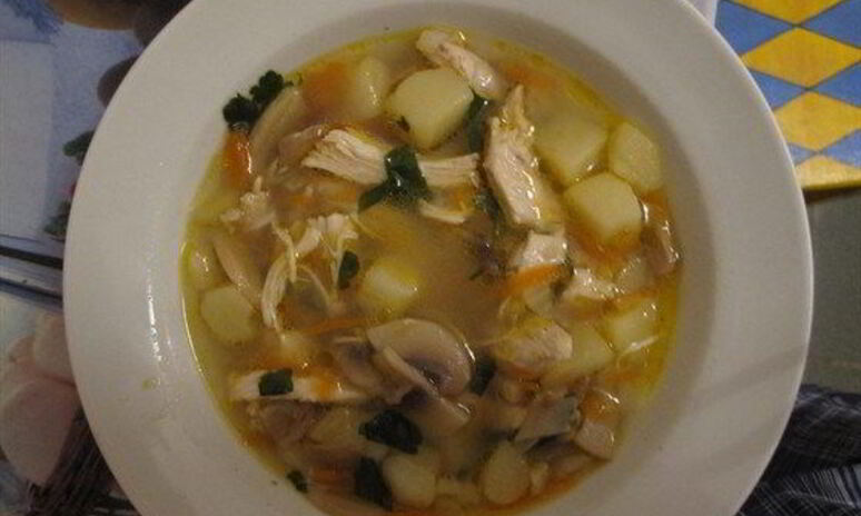 Рецепт куриный суп с грибами шампиньонами и зеленью