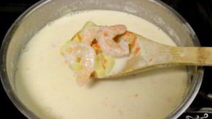 сливочный суп с креветками