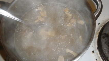 густая солянка с лесными грибами