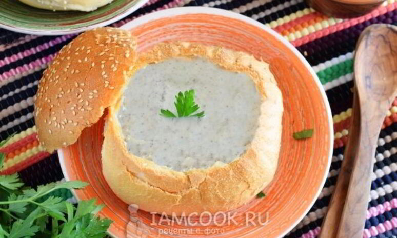 Рецепт чешский чесночный суп-пюре в хлебе