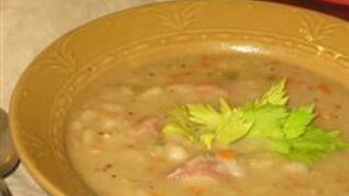 Картофельный суп-пюре с грибами и ветчиной