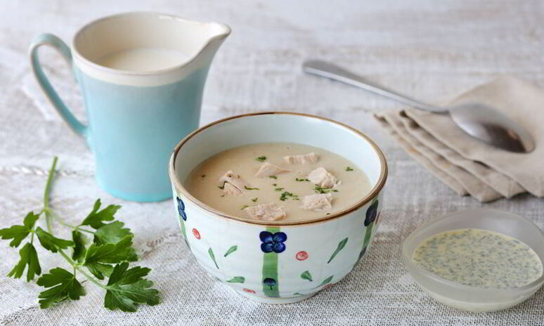 Рецепт суп-пюре из цесарки с зеленой заправкой