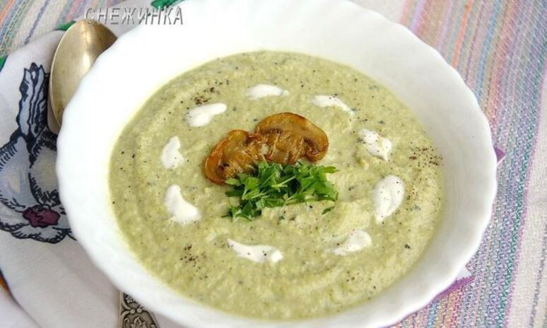 Рецепт суп-пюре из цукини, брокколи и шампиньонов