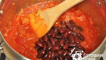 суп-пюре с консервированной фасолью и томатами