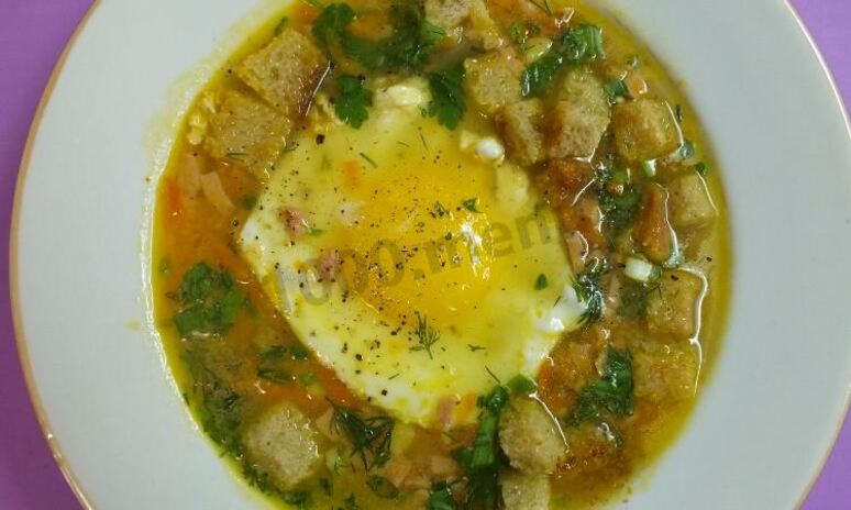 Рецепт суп-пюре с ветчиной и яйцом