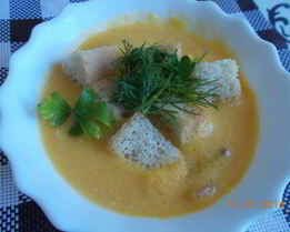 Тыквенный суп-пюре с беконом и сливками