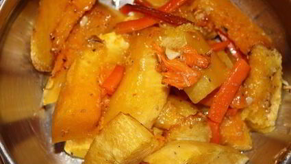 тыквенный суп-пюре с манго и зеленым чаем