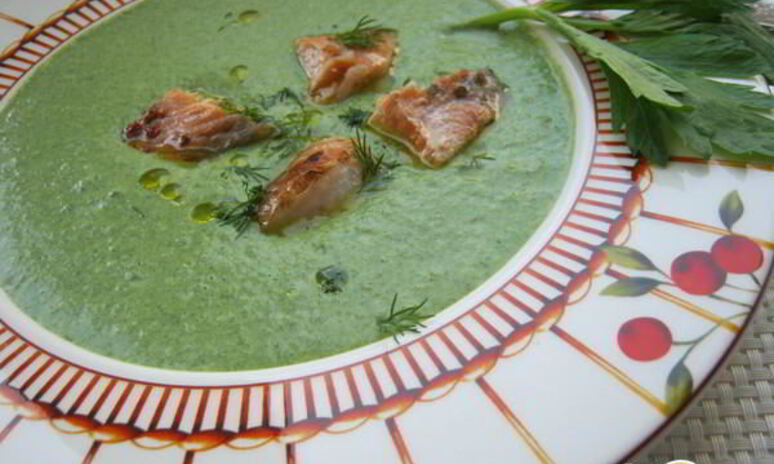 Рецепт зеленый суп-пюре с семгой