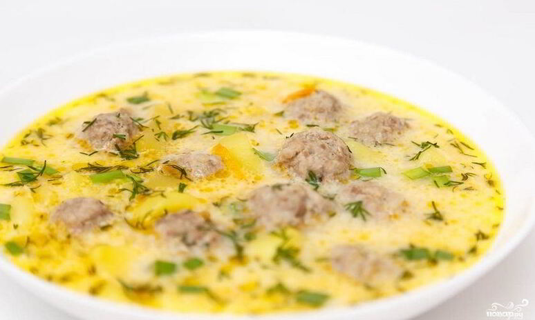 Рецепт суп с фрикадельками и сыром