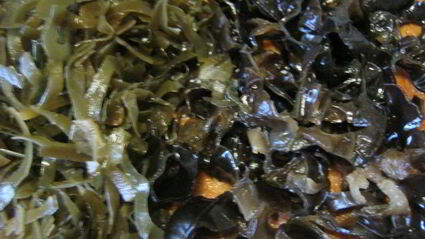 суп с кальмарами и морской капустой