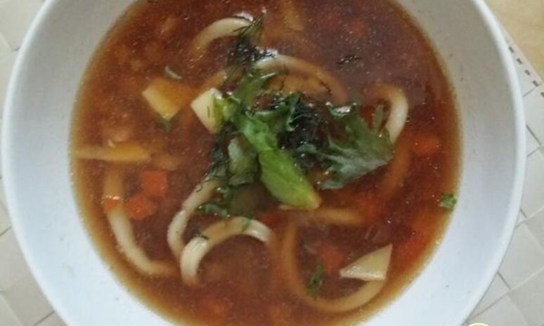 Рецепт суп с креветками и кальмаром