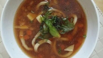 суп с креветками и кальмаром