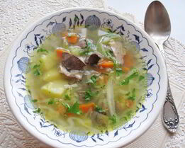 Суп с куриной печенью