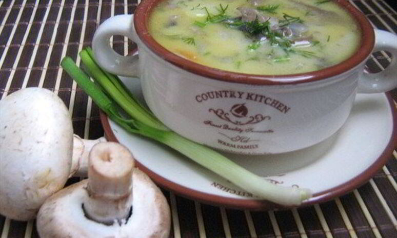 Рецепт сырный суп с шампиньонами