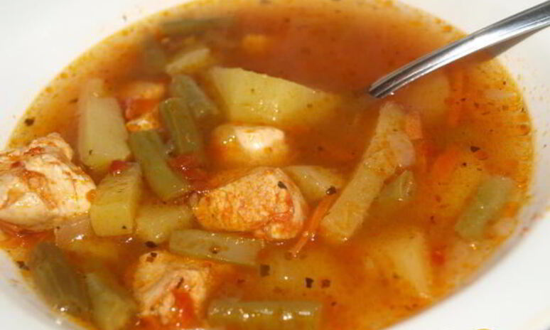 Рецепт томатный куриный суп со стручковой фасолью