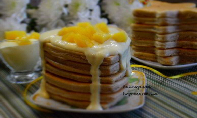 Рецепт американские панкейки со сметанно-манговым соусом
