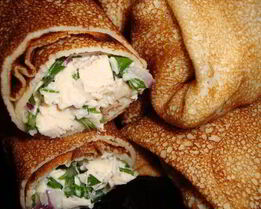 Блинчики, фаршированные курицей и грибами