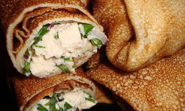 Рецепт блинчики, фаршированные курицей и грибами