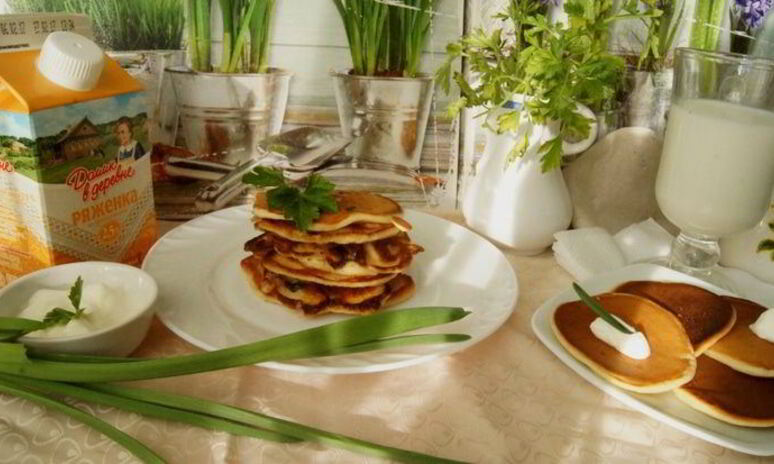 Рецепт блинчики на ряженке с куриным припеком