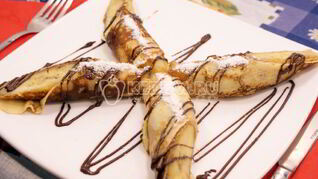 Блинчики с бананом и шоколадом