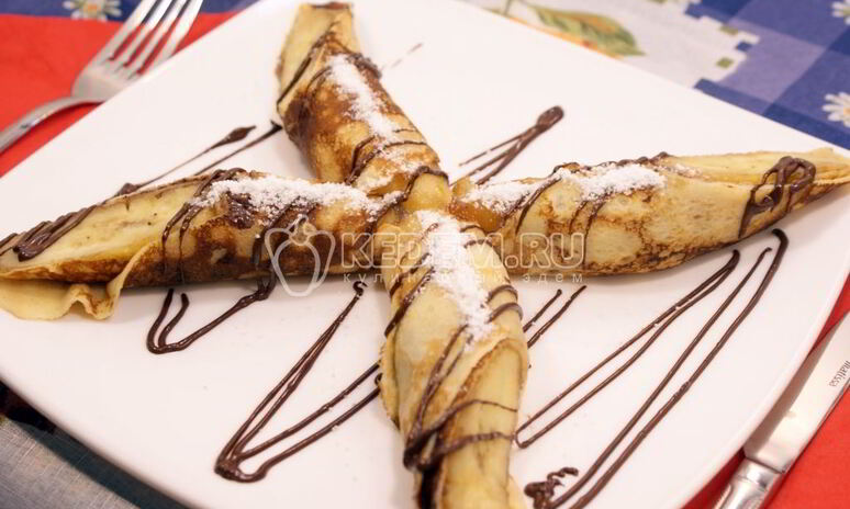 Рецепт блинчики с бананом и шоколадом